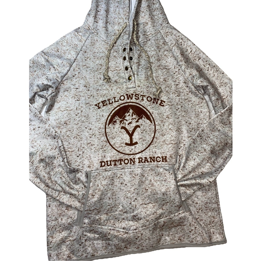 Yellowstone Mens Hoodie Sweatshirt Speckled Unisex 1/4 Snap Medium Dutton Ranch